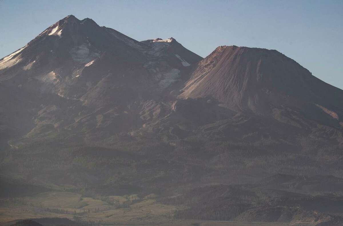 Mount Shasta, nearly devoid of snow, as seen from Montague (Siskiyou County) last month.