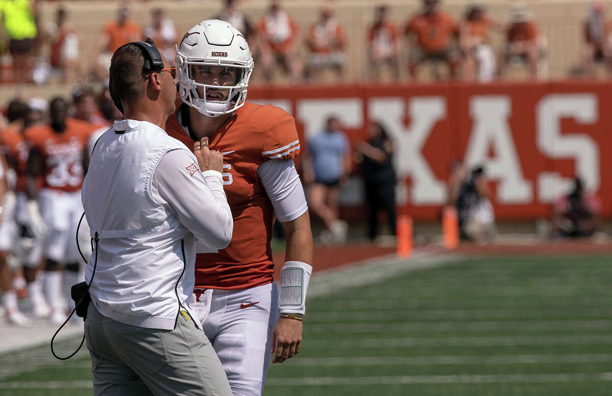 With Texas QB Hudson Card (pictured) still limited, starter Quinn Ewers expected to miss at least a couple weeks, per multiple sources and reports, redshirt freshman third-stringer Charles Wright has been preparing to start Saturday vs. UTSA.