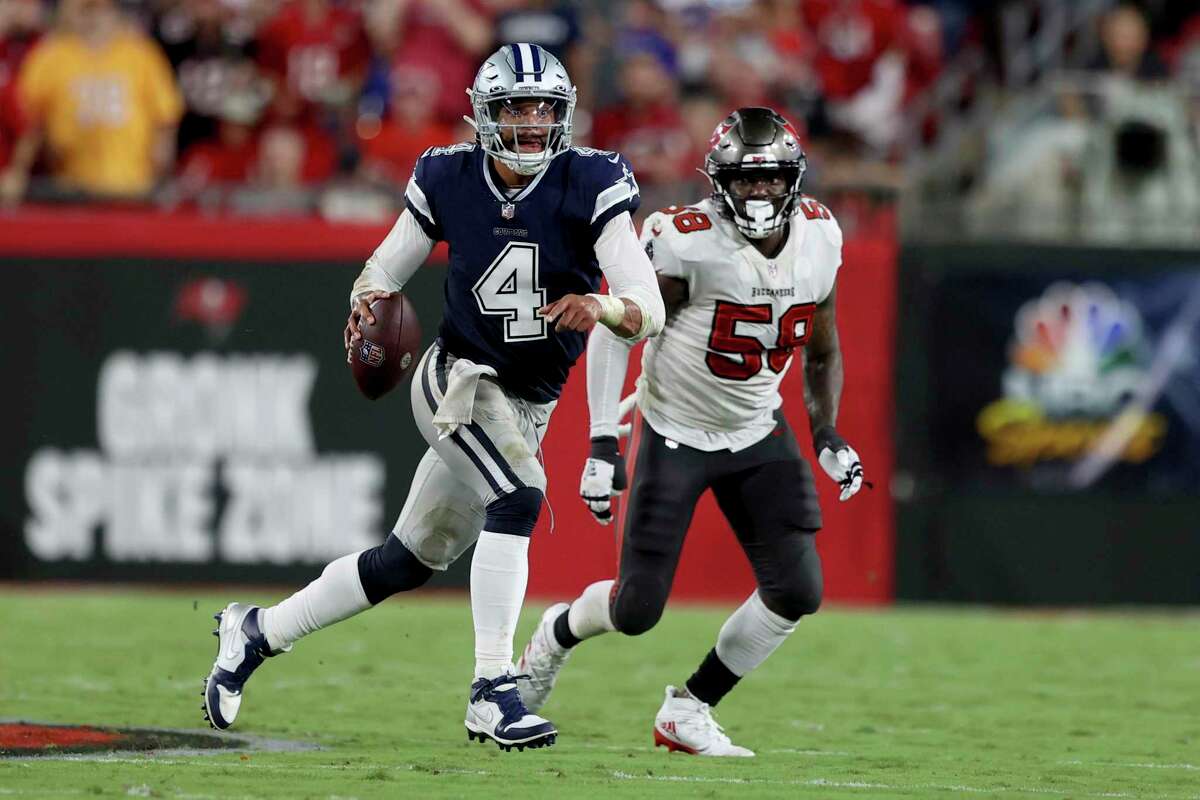 Cowboys quarterback Dak Prescott threw for 403 yards and three touchdowns in last season’s opener against the Buccaneers after missing nearly the entire preseason with a strained shoulder.