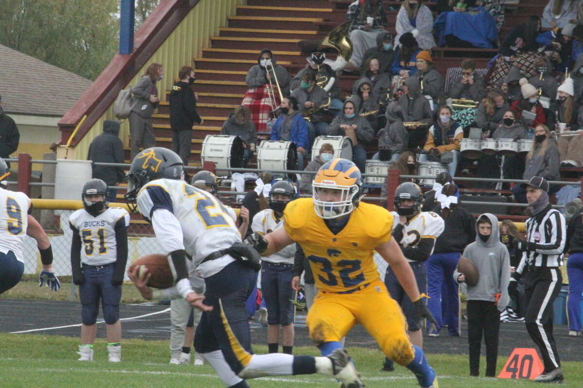 Cole Hopkins (32) had another big game for Evart on Friday.