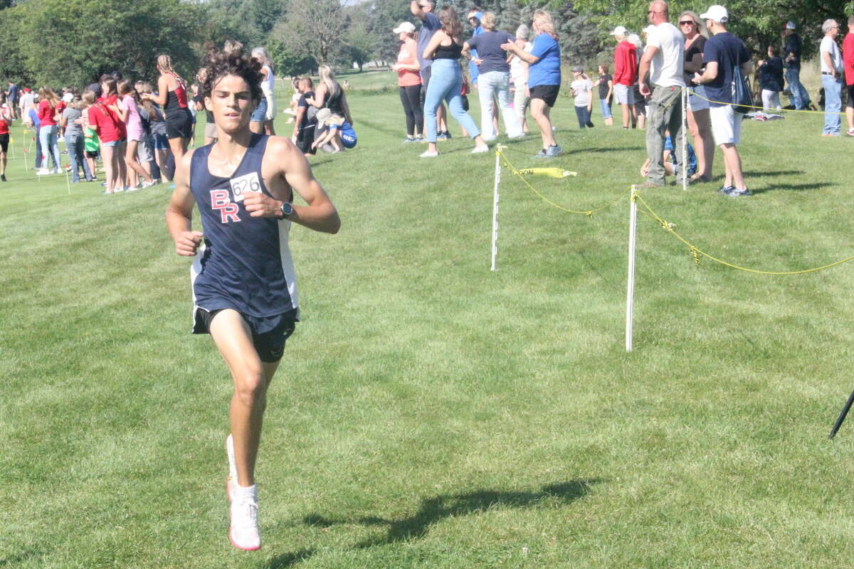 Big Rapids' Owen Westerkamp heads to the finish line as the boys medalist of the Ray Helsing Invitational on Saturday.
