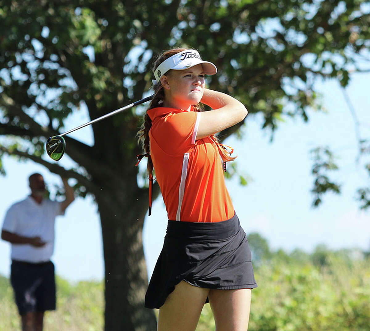 Waterloo's Reese Kite, shown last season in the Class 1A sectional at Acorns in Waterloo, shot even-par 72 Saturday at Eagle Springs to beat an elite field at the Illinois-Missouri River Challenge in St. Louis County/