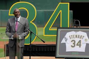 Dave Stewart attracts A-list of luminaries for A’s jersey retirement ceremony