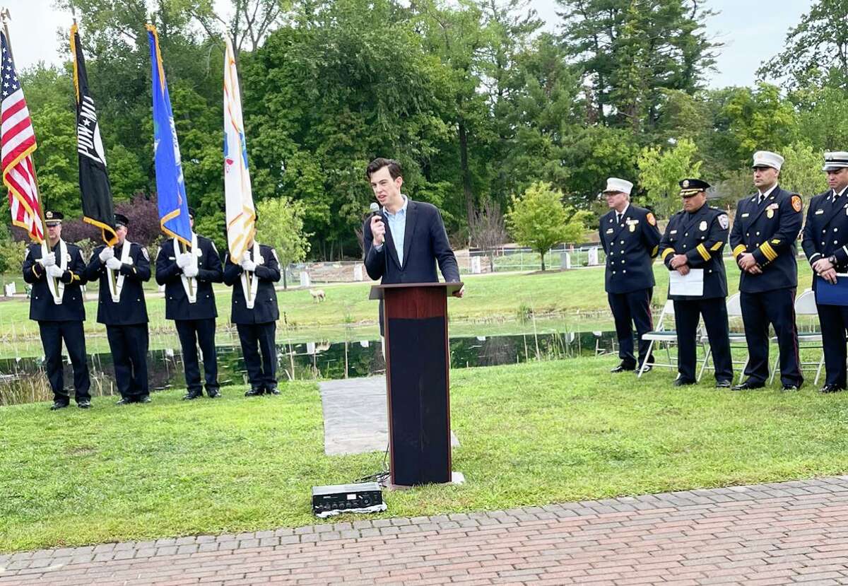 Members of the Middletown Professional Firefighters Local 1073 gathered at Veterans Memorial Park on Walnut Grove Road Sunday morning to honor “the lives lost on that fateful day.”