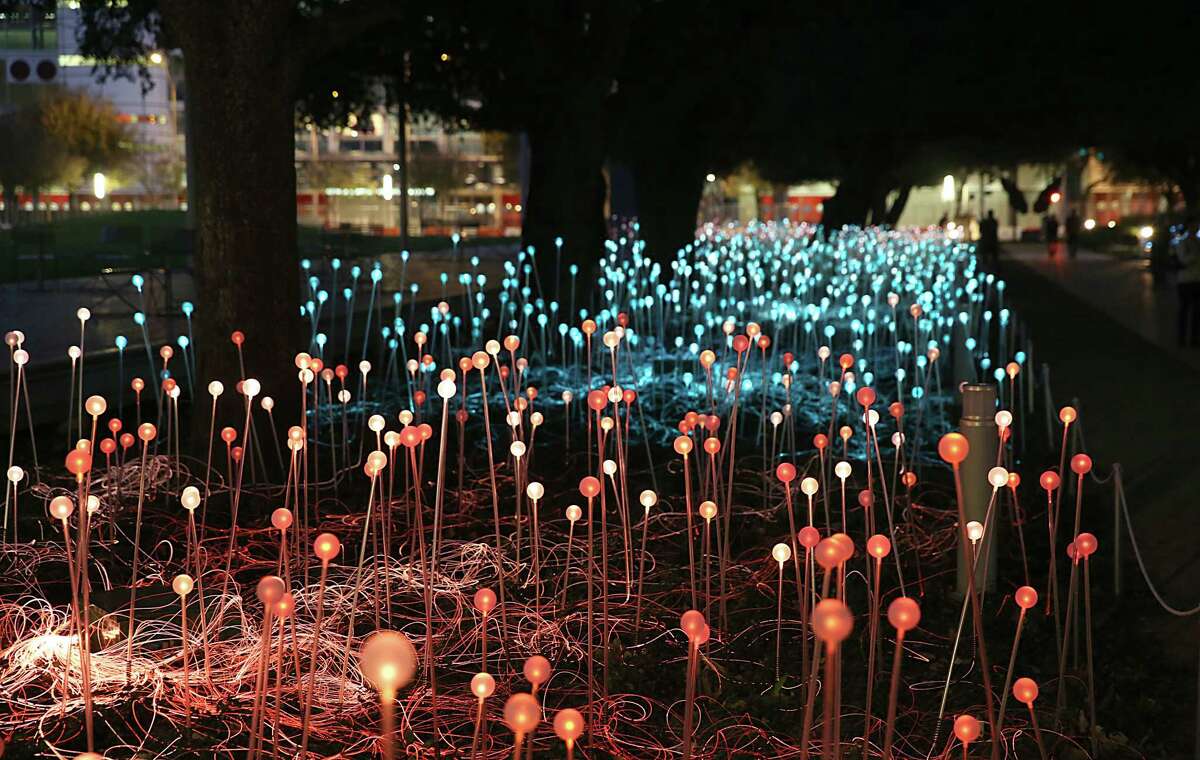 Austin's Lady Bird Wildflower Center is filled with lighted globes