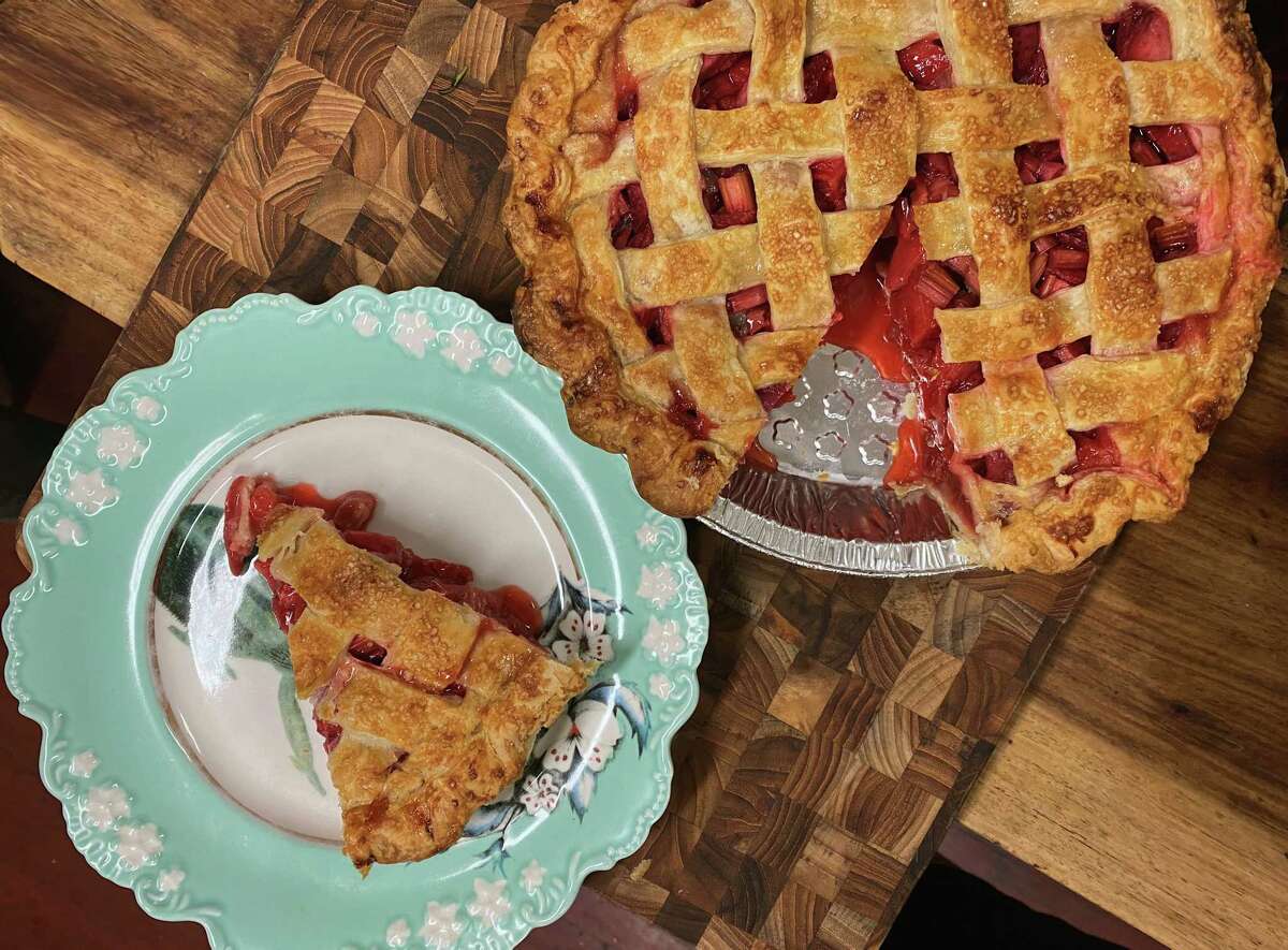 Strawberry rhubarb pie from Edith’s Pie, which is opening a cafe in Oakland.