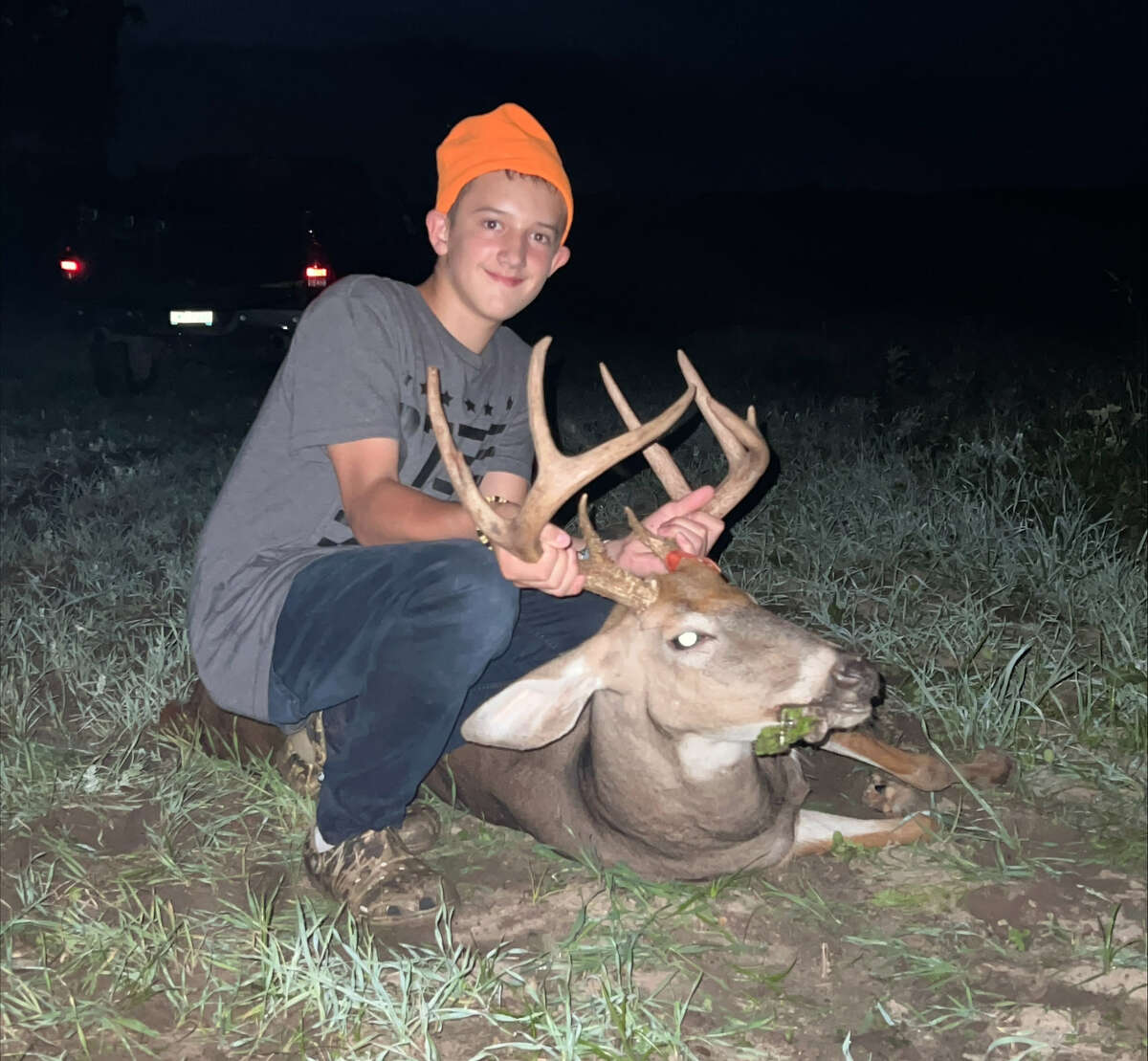 A youth hunter from Blanchard, James Bauman, 12-years-old, shot this 10-pointer on Saturday.