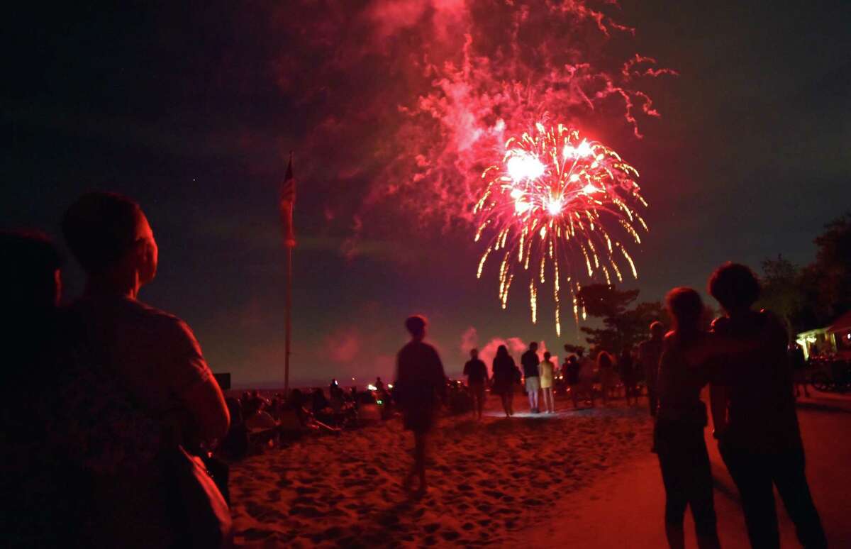 The town of Greenwich holds a fireworks show for Labor Day weekend at Greenwich Point in Old Greenwich, Conn., on Saturday September 3, 2022. The fireworks were held because the July 4 show was canceled due to the threat of bad weather.