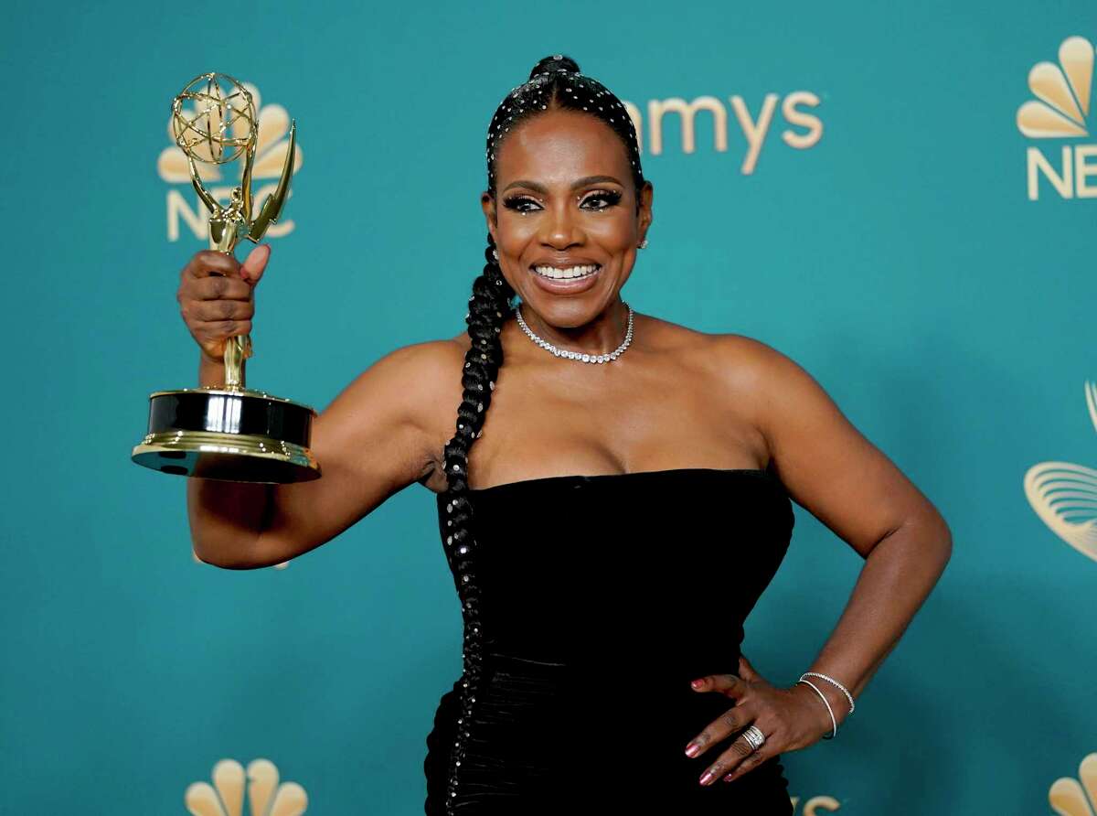 Sheryl Lee Ralph poses in the press room with the award for outstanding supporting actress in a comedy series for "Abbott Elementary" at the 74th Primetime Emmy Awards on Monday, Sept. 12, 2022, at the Microsoft Theater in Los Angeles.