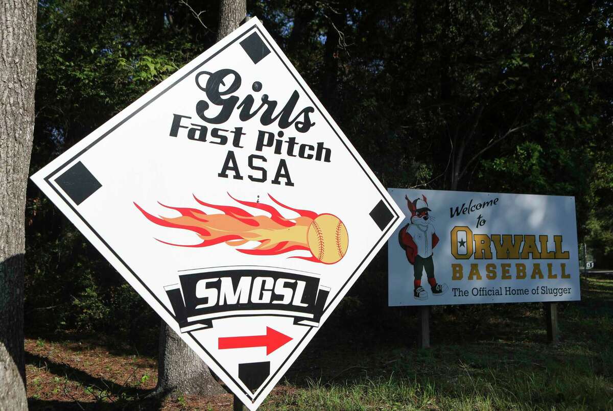 A sign for the South Montgomery Girls Softball League fields is seen, Tuesday, Sept. 13, 2022, in Spring.