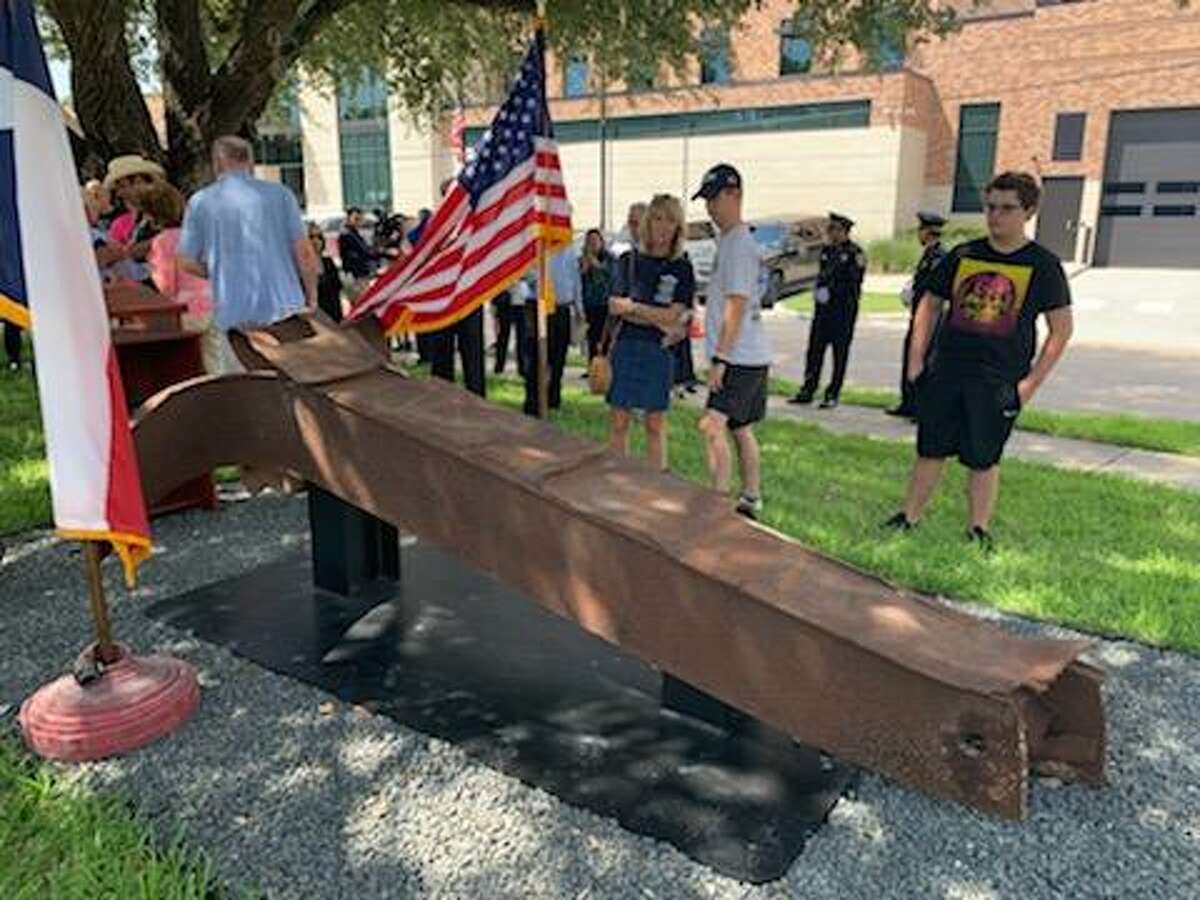 Bellaire city and community members held a remembrance ceremony on Sunday, Sept. 11, 2022, next to an I-beam recovered from one of the Twin Towers that was toppled as part of the Sept. 11, 2001, terrorist attacks in New York City, Pennsylvania and Washington, D.C.