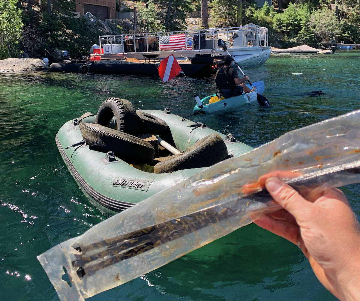 A team of scuba divers removed thousands of pounds of trash from Fallen Leaf Lake, near Lake Tahoe.