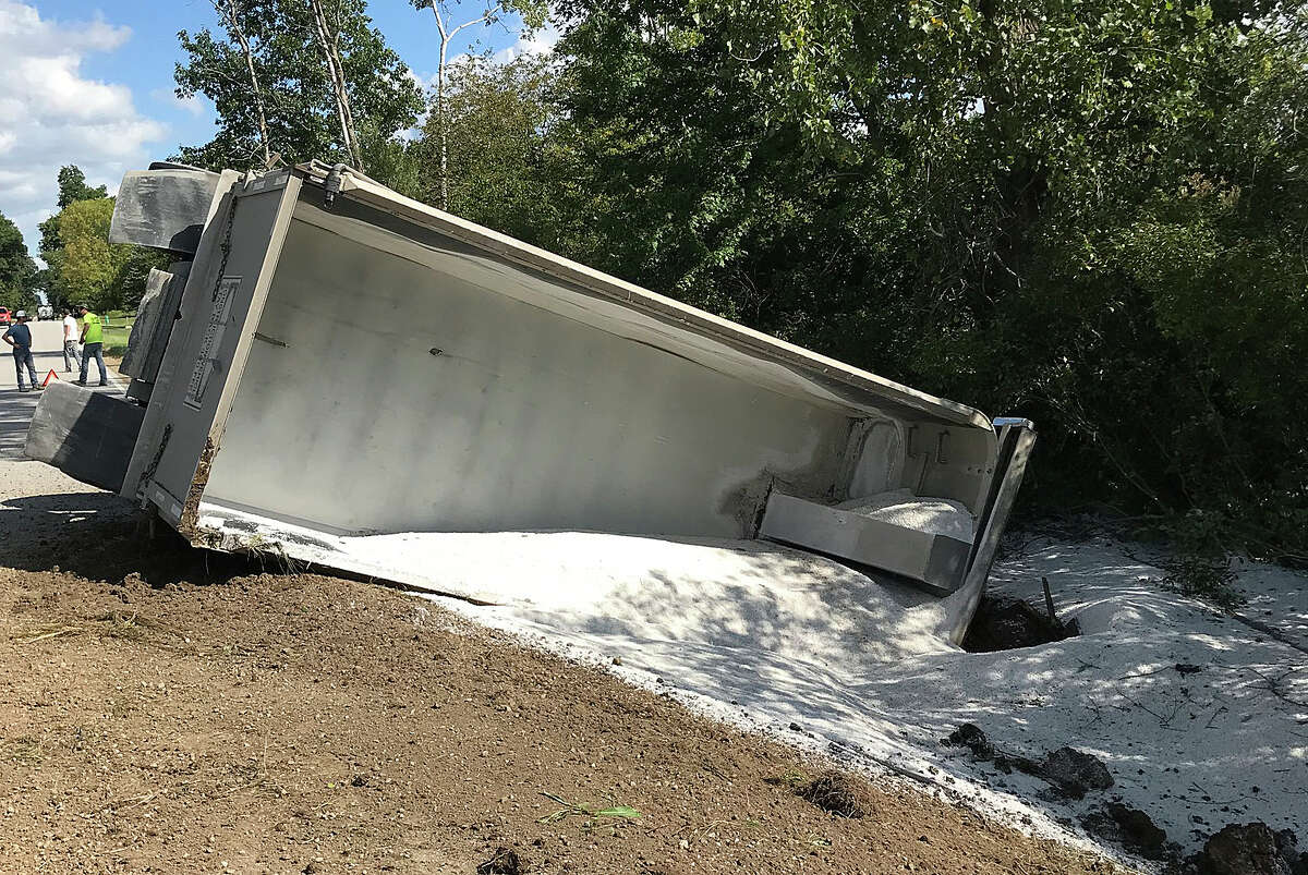 The Tuscola County Sheriff's Office is asking the public for information about a driver that caused a semi hauling double trailers full of salt to jackknife and spill its load on Tuesday afternoon in Ellington Township.