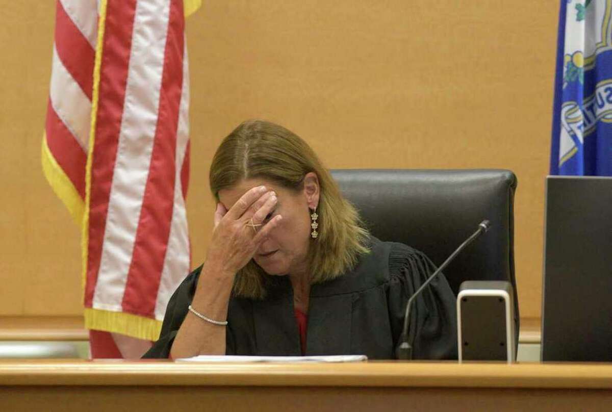 Superior Court Judge Barbara Bellis reacts to a statement by one of the plaintiff’s attorney’s that a number of documents they had requested had not been provided as of yet, at the start of the Alex Jones Sandy Hook defamation damages trial in Superior Court in Waterbury on Wednesday, September 14, 2022, Waterbury, Conn. H John Voorhees III / Hearst Connecticut Media.