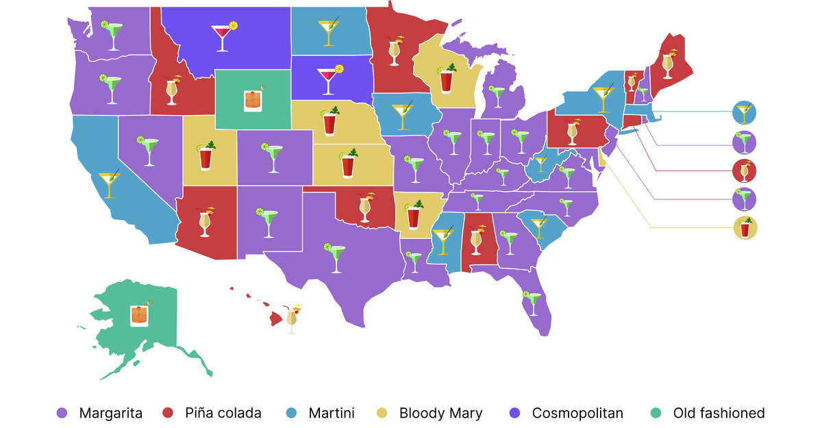 Most popular cocktail in each state Margarita No. 1 in Texas