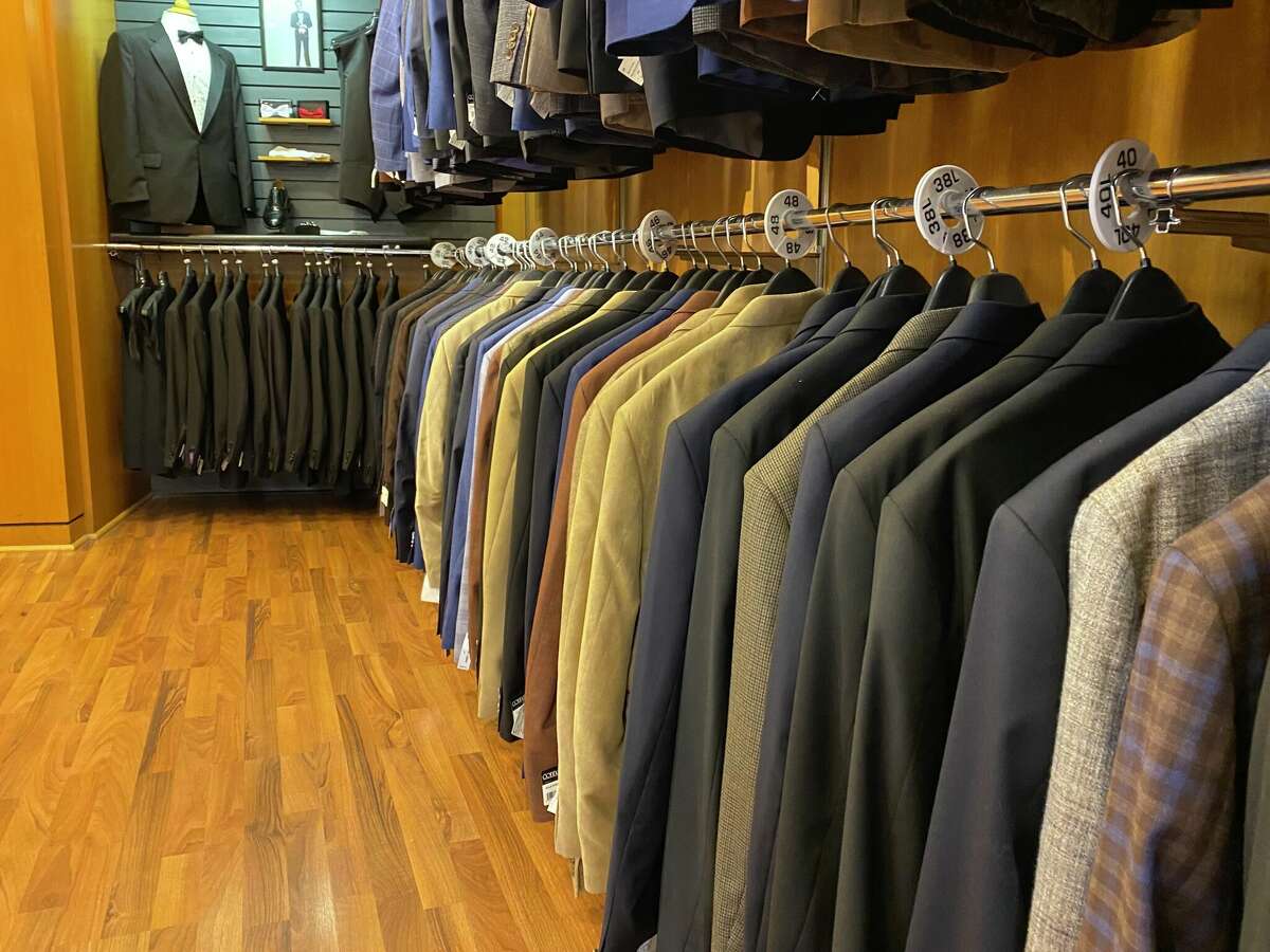 In addition to livelier fashion items, Penner's has traditional business suits.