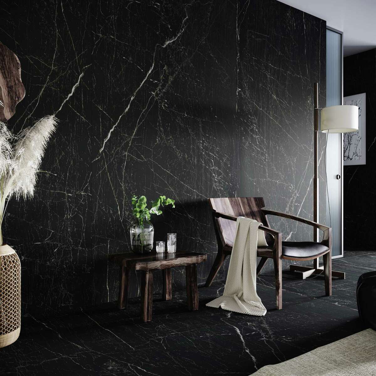 Houston interior designer Nina Magon has a new collection of 8 marble-inspired slabs of Dekton Onirika with Cosentino. This photo shows the Somnia pattern.