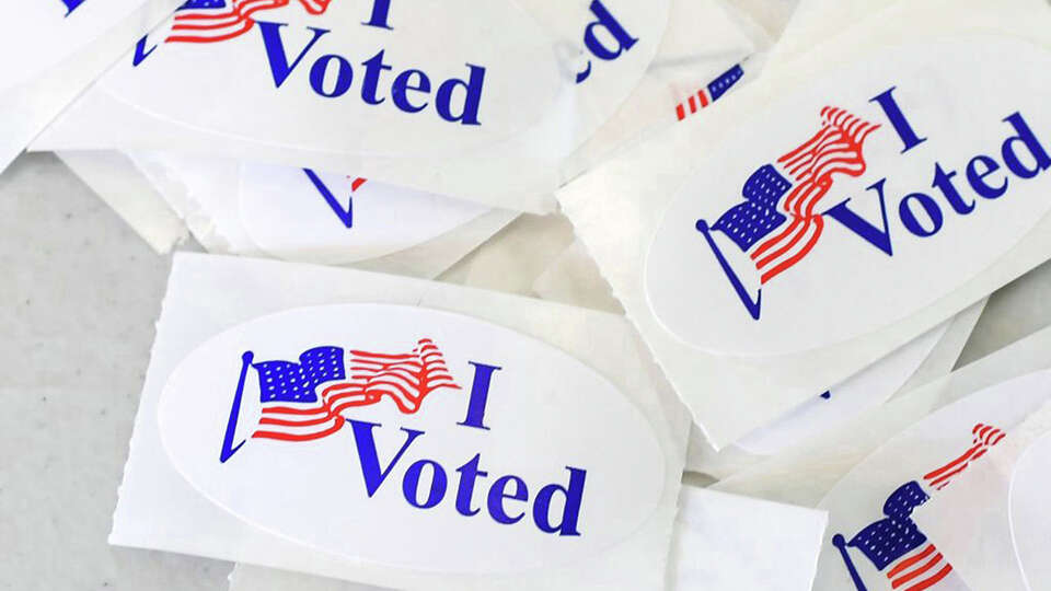 'I Voted' stickers at a polling station on the campus of the University of California, Irvine, on Nov. 6, 2018, in Irvine, California.