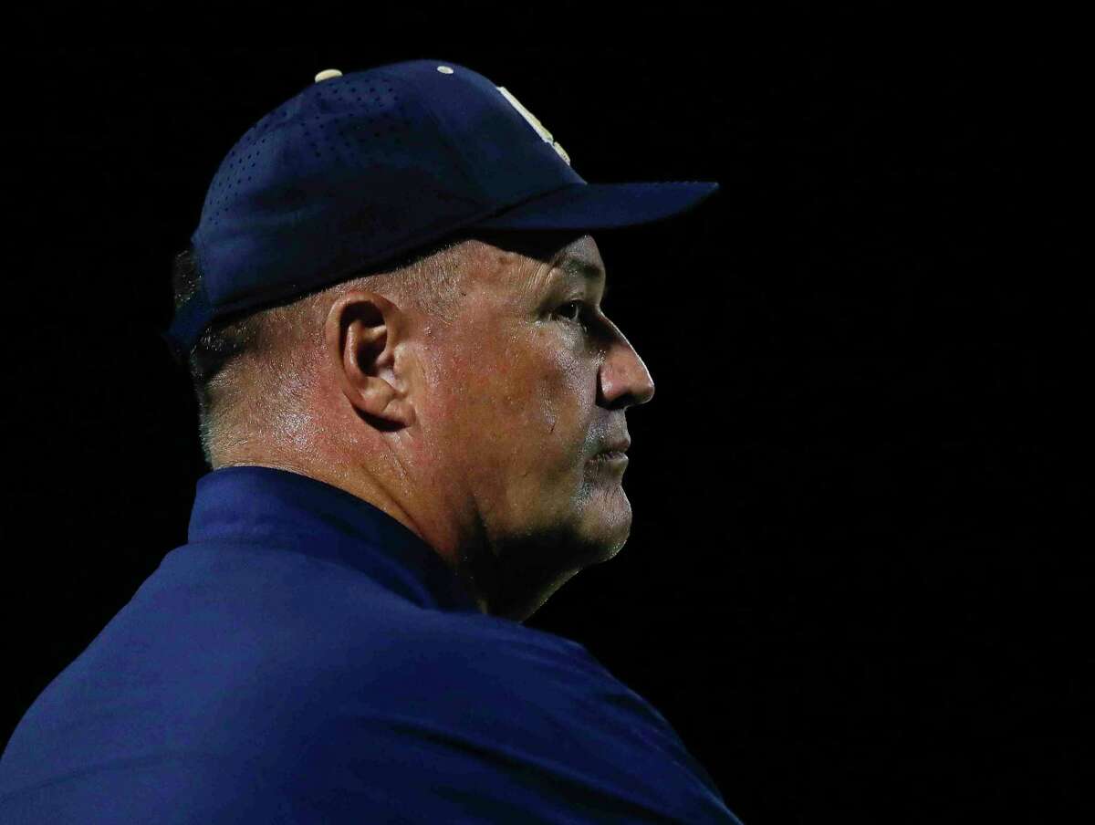 Lake Creek head coach Pat Kennedy is seen during the second quarter of a District 10-5A (Div. II) high school football game at MISD Stadium, Thursday, Oct. 21, 2021, in Montgomery.