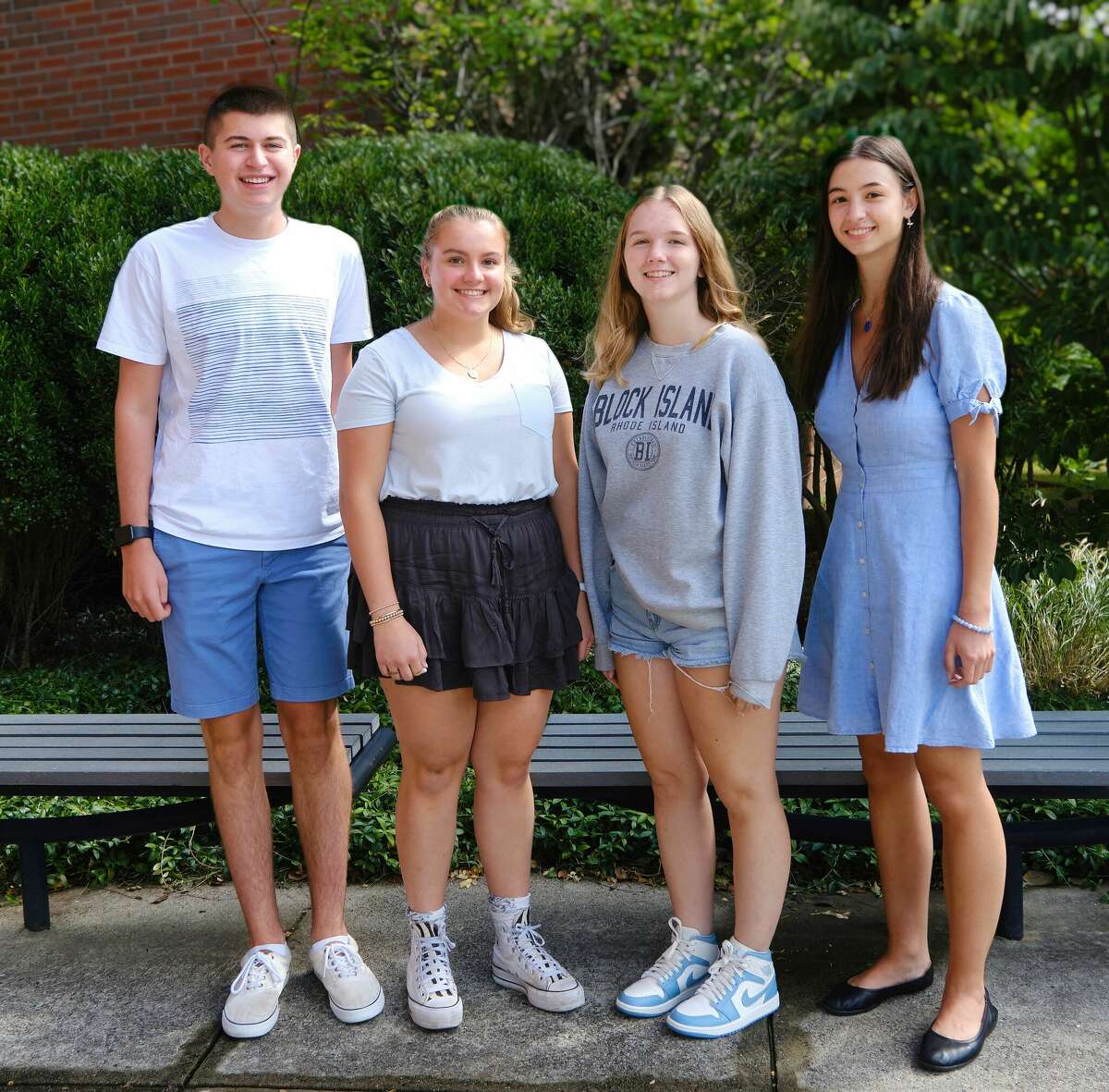Left to right: William Moles, Ellen Gaaserud, Katherine Kahn, Lily Cowles are Darien High School's semifinalists for the 2023 National Merit Scholarship Program
