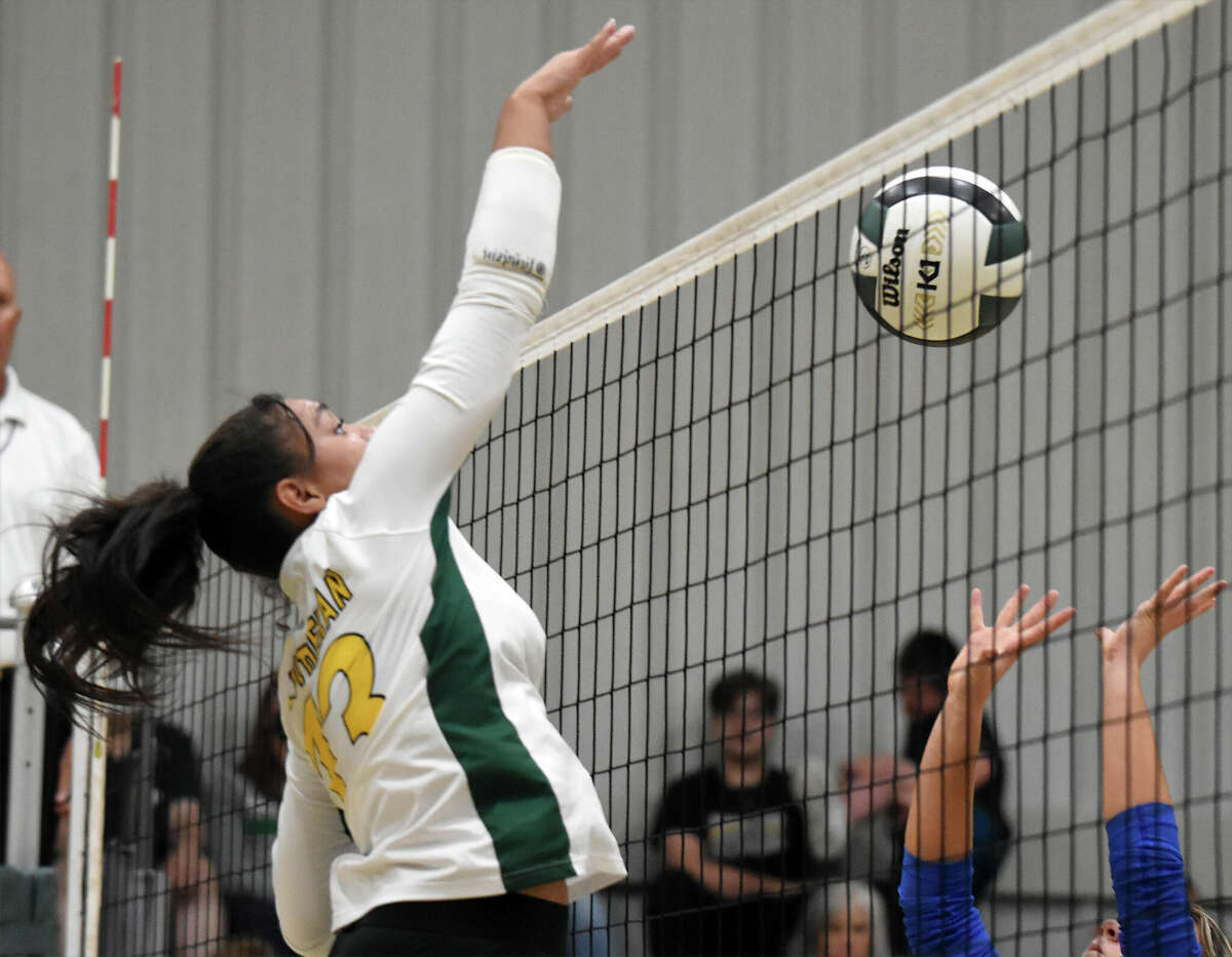 Metro-East Lutheran's Melanie Wilson with a kill during a Gateway Metro Conference match on Thursday in Edwardsville.