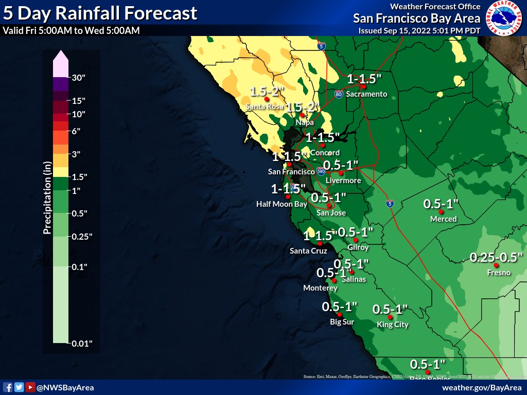 First storm of the season could bring 3 inches of rain to SF Bay Area