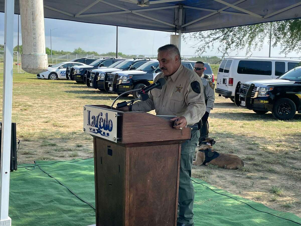 Sheriff Martin Cuellar speaks to the audience during the Ribbon Cutting Ceremony of Sgt. Denzo Dog Park on September 15th, 2022.