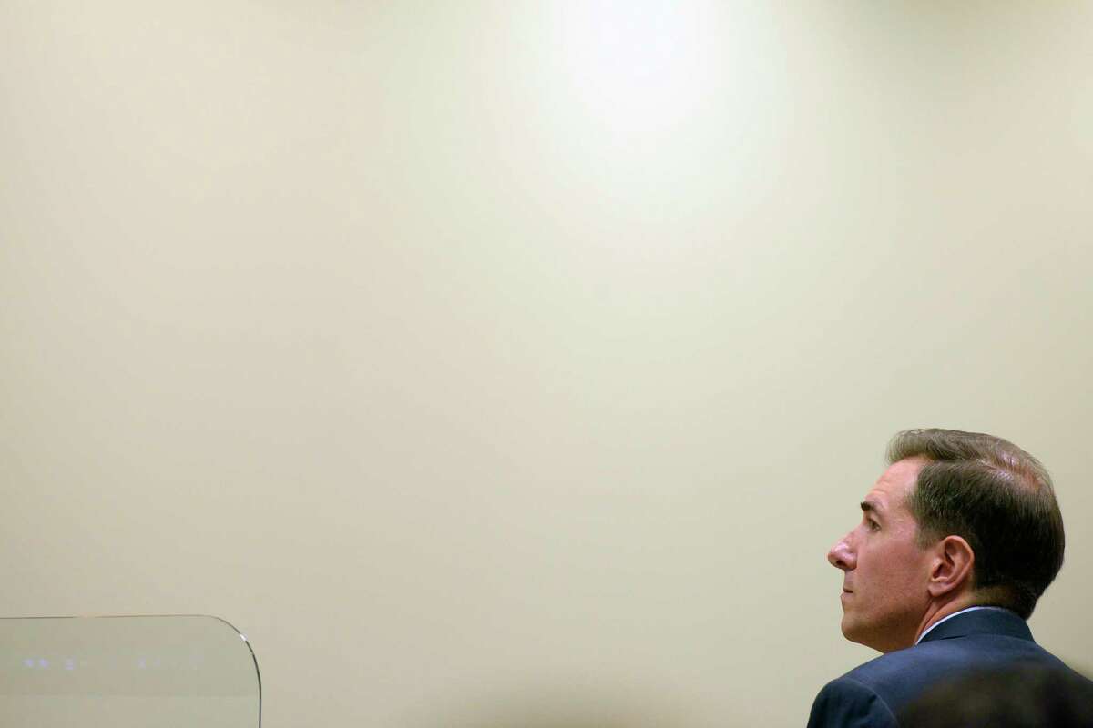 Attorney Chris Mattei pauses while questioning Brittany Paz, the corporate representative for Infowars, during the Alex Jones Sandy Hook defamation damages trial in Superior Court in Waterbury on Friday, September 16, 2022, Waterbury, Conn. H John Voorhees III / Hearst Connecticut Media.