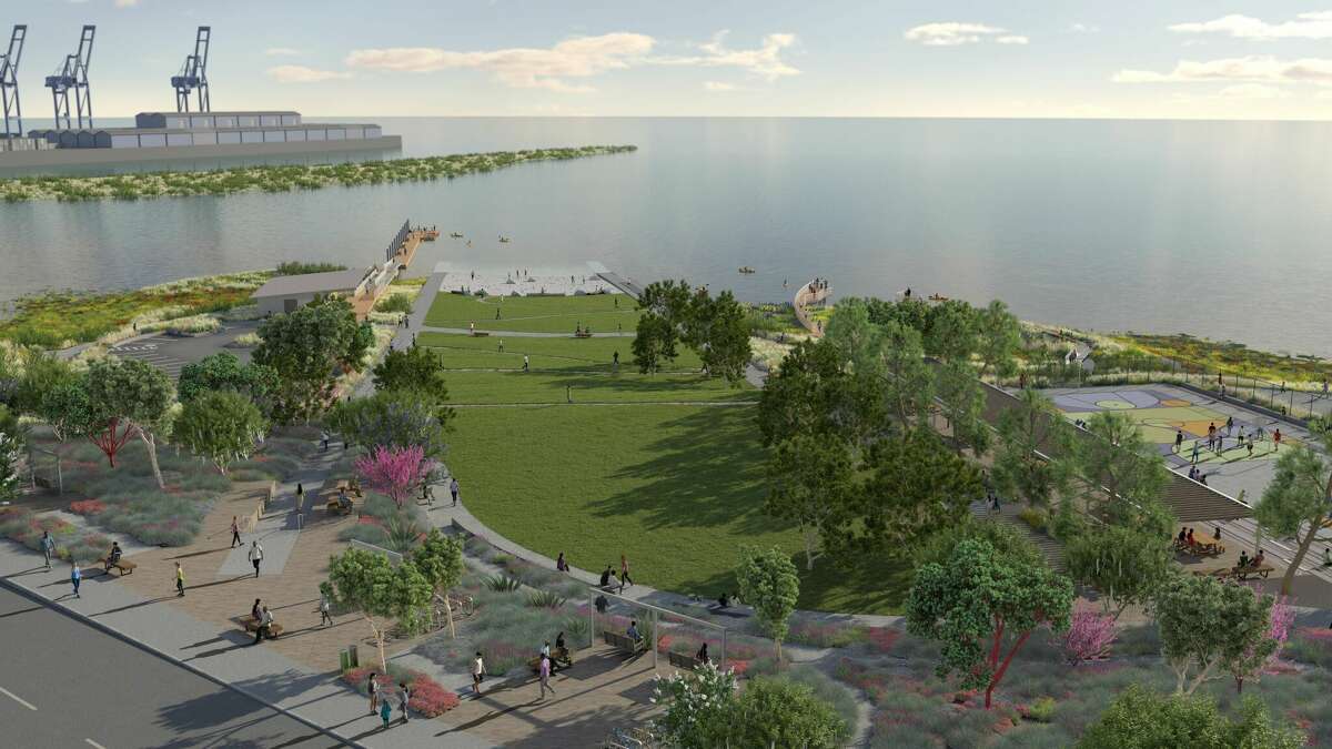An artist's rendering of India Basin Waterfront Park in San Francisco.