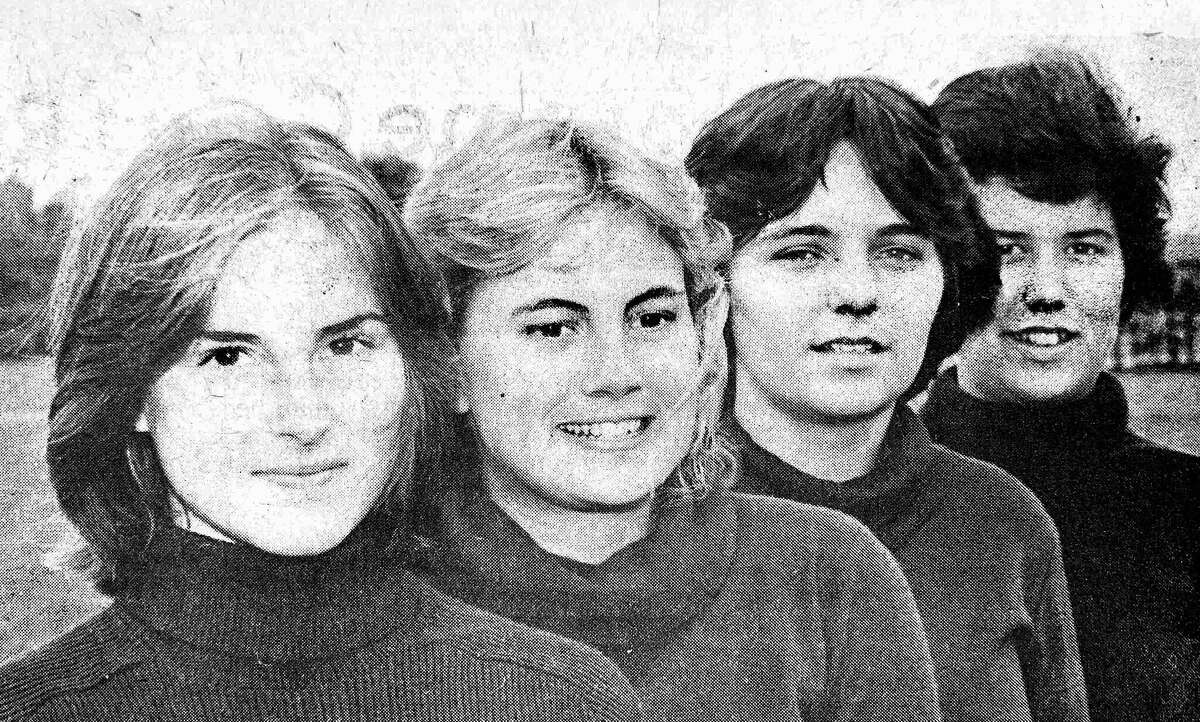 The Caseville 1977 Homecoming Queen candidates included, from left, Beth Wilfong, Kim Nevin, Barbara Seagraves and Jeri Kay Kundinger. The homecoming game featured a matchup of the Warriors and the Owen-Gage Bulldogs.