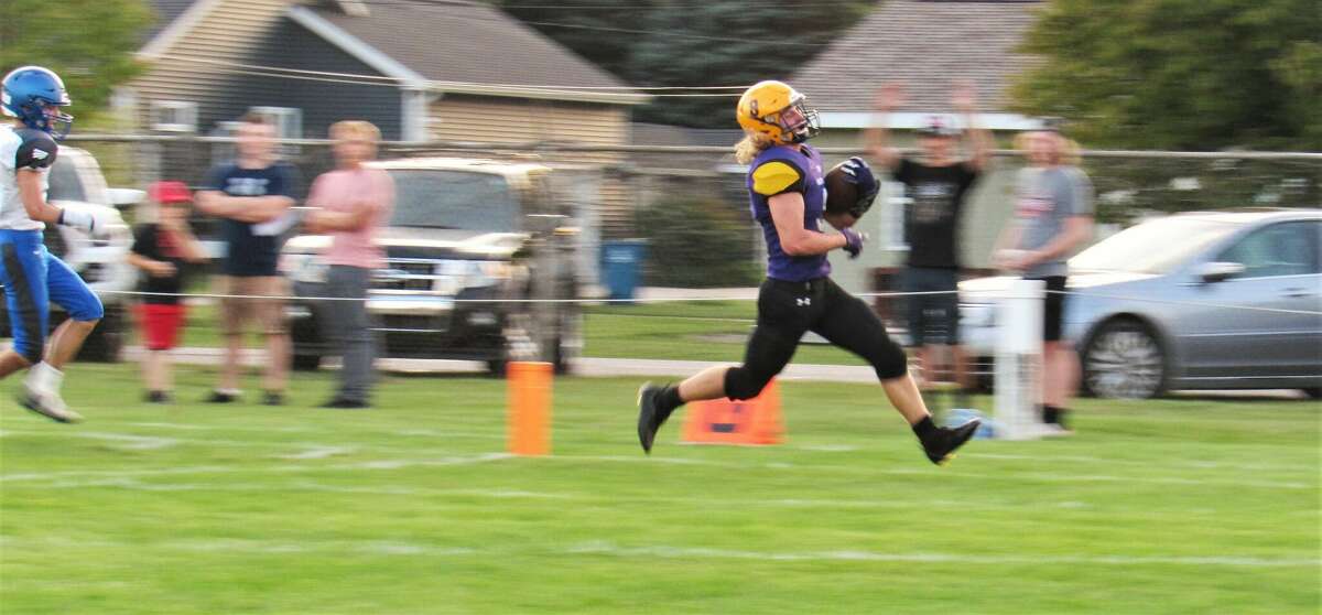 Frankfort junior Fletcher Anderson trots into the end zone for the games first touchdown against Oscoda on Sept. 16 at Lockhart Field.   