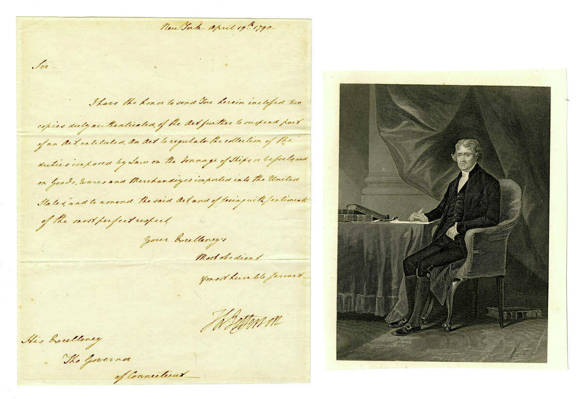 A letter from Secretary of the State Thomas Jefferson to Connecticut's 18th Governor Samuel Huntington is among hundreds of historical items being auctioned off by Wilton-based University Archives