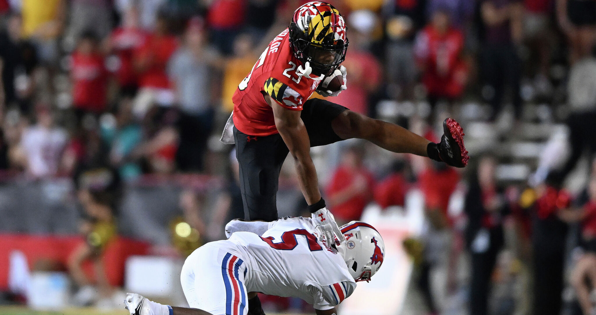 Maryland wide receiver Rakim Jarrett catches a pass during the