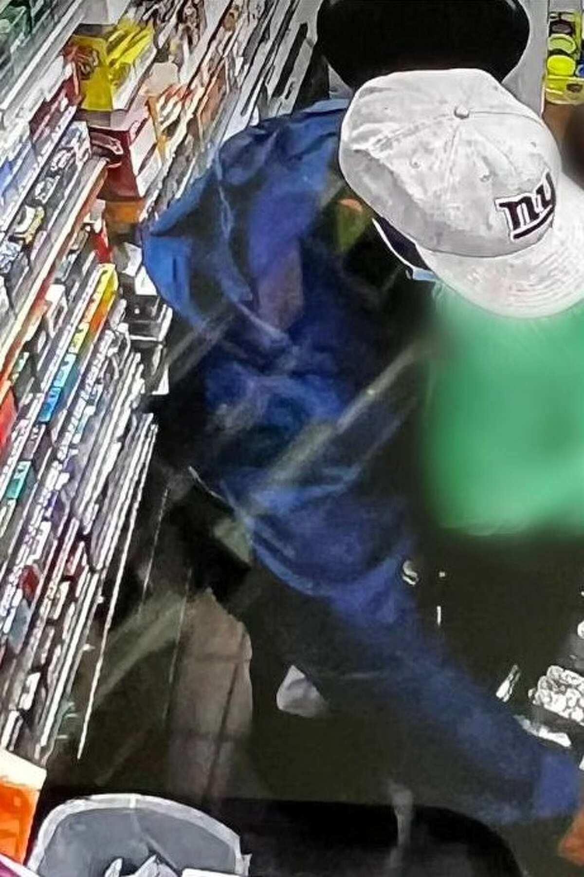 Plymouth Police are looking for the man, who is suspected of using a knife to rob two petrol stations along Main Street on Saturday night.