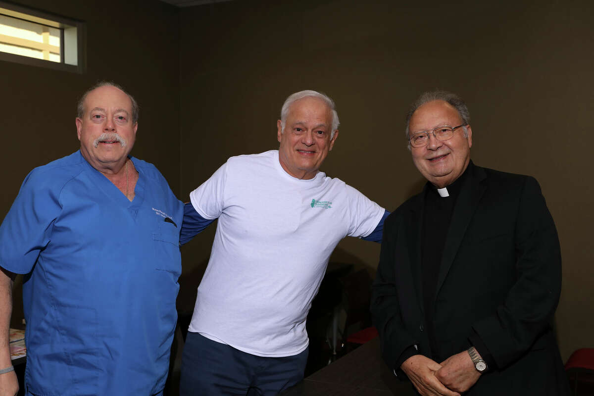 Dr. Wayne Margolis, Dr. Rodolfo Sotolongo and Bishop Curtis J. Guillory pose for a picture at the Gift of Life September Screening on Sept. 10 at the Industrial Safety Training Council Conference Center.