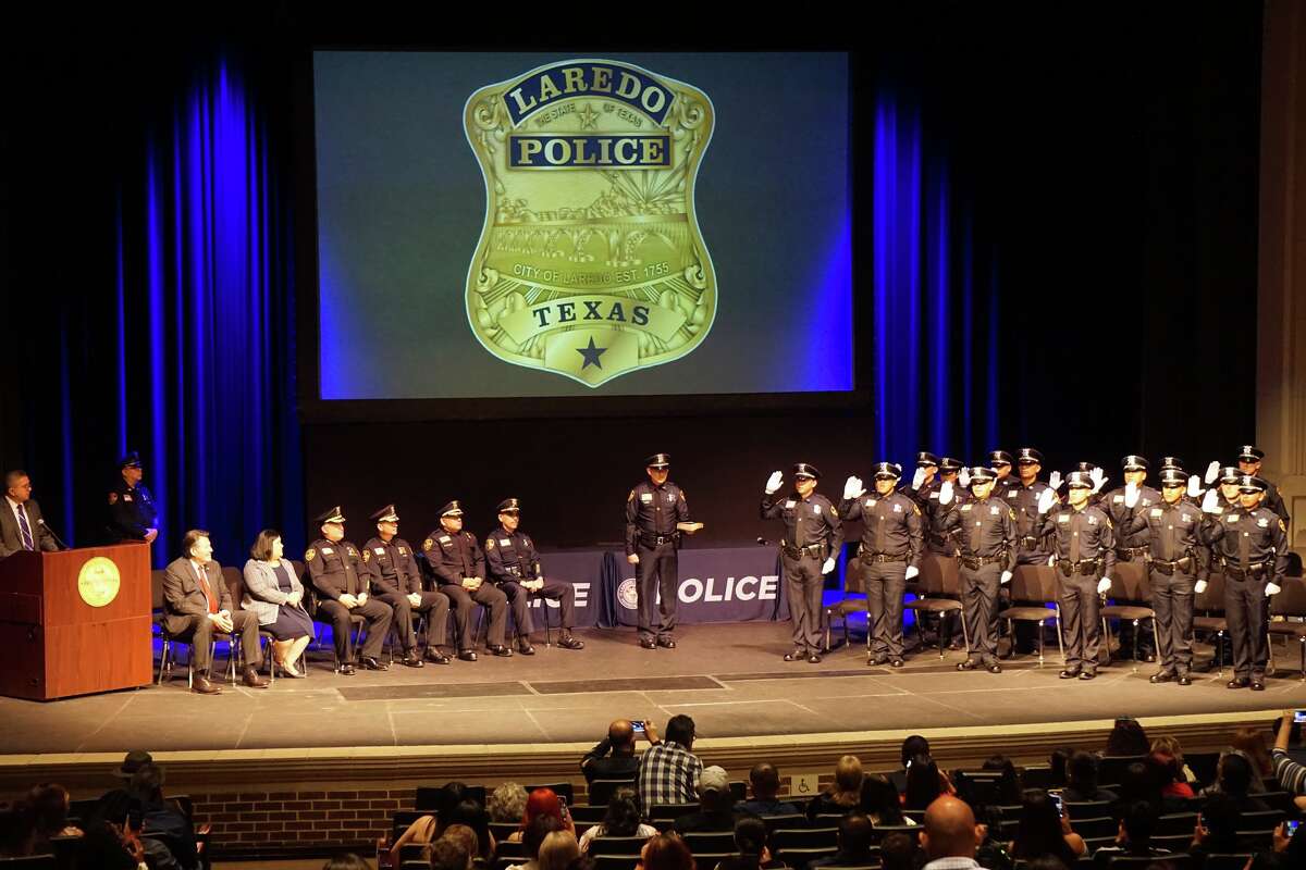 The Laredo Police Department welcomed 16 officers to the Blue Family on Friday during a ceremony at the Laredo College Fort McIntosh Campus.