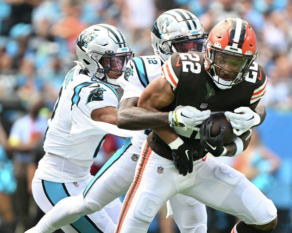 CLEVELAND, OH - DECEMBER 24: Cleveland Browns safety Grant Delpit (22)  celebrates after making a tackle during the third quarter of the National  Football League game between the New Orleans Saints and