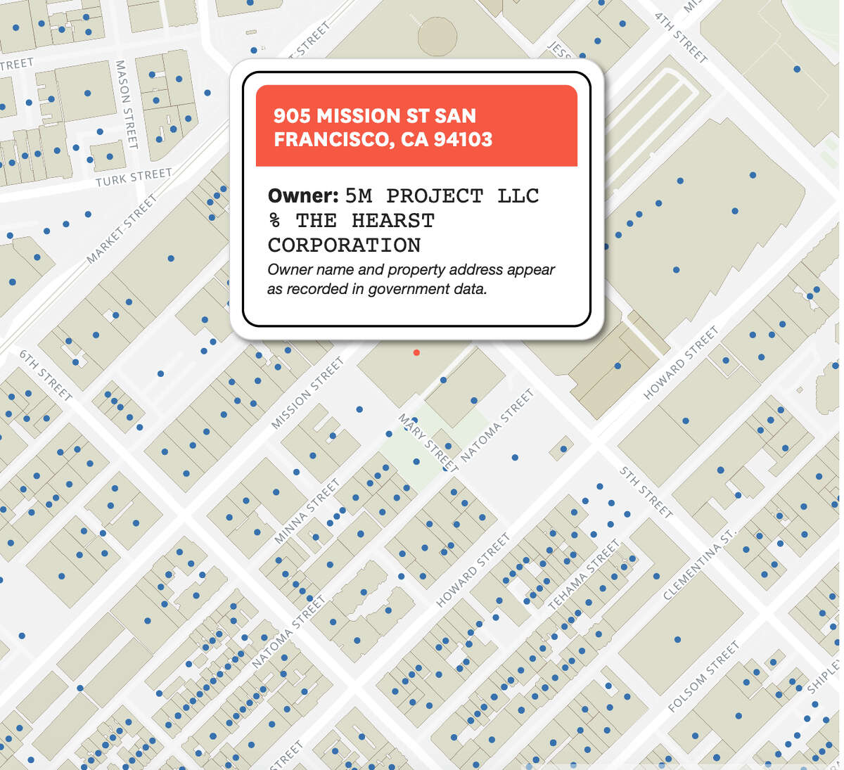 The Chronicle property ownership map shows ownership records for 2.3 million Bay Area properties.