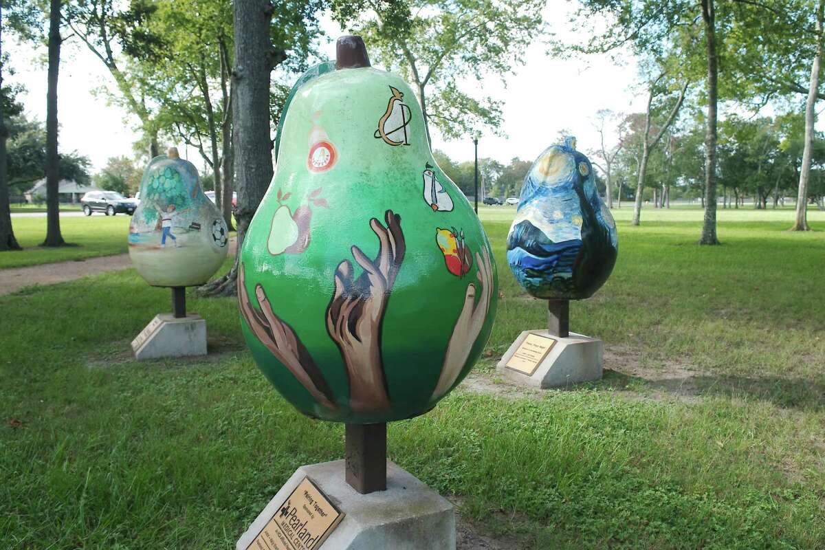 The "Loving Life," "Pairing Together," and "Peary Peary Night" sculptures stand near the entrance of Pearland's Independence Park as part of a Pear-Scapes public-art trail. Pearland City Council has unanimously approved a $89,840 contract with a company to develop a cultural arts master plan for the community.