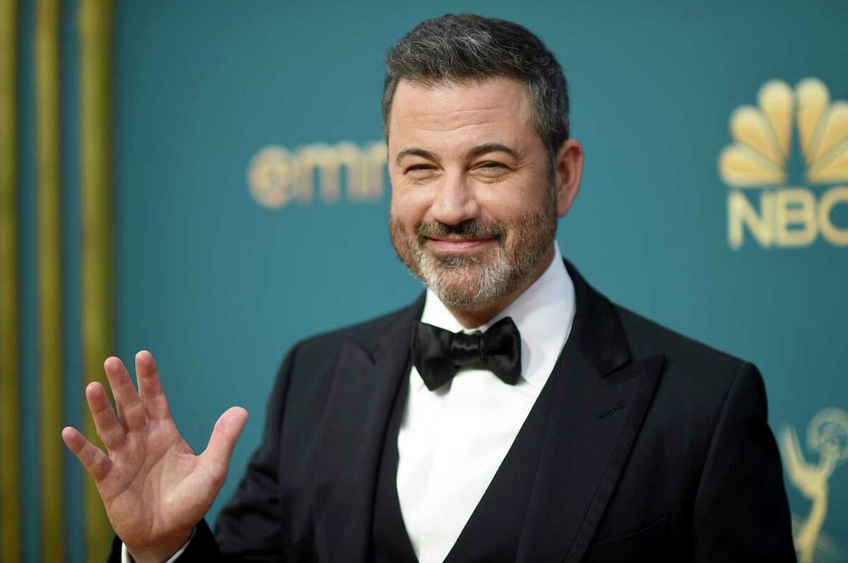FILE - Jimmy Kimmel appears at the 74th Primetime Emmy Awards in in Los Angeles on Monday, Sept. 12, 2022. Kimmel is celebrating his 20th anniversary as ABC’s late-night host early, signing a three-year contract extension for “Jimmy Kimmel Live!” His show debuted in January 2003, and the new deal means he will remain with it into the 2025-26 season. (Photo by Richard Shotwell/Invision/AP, File)