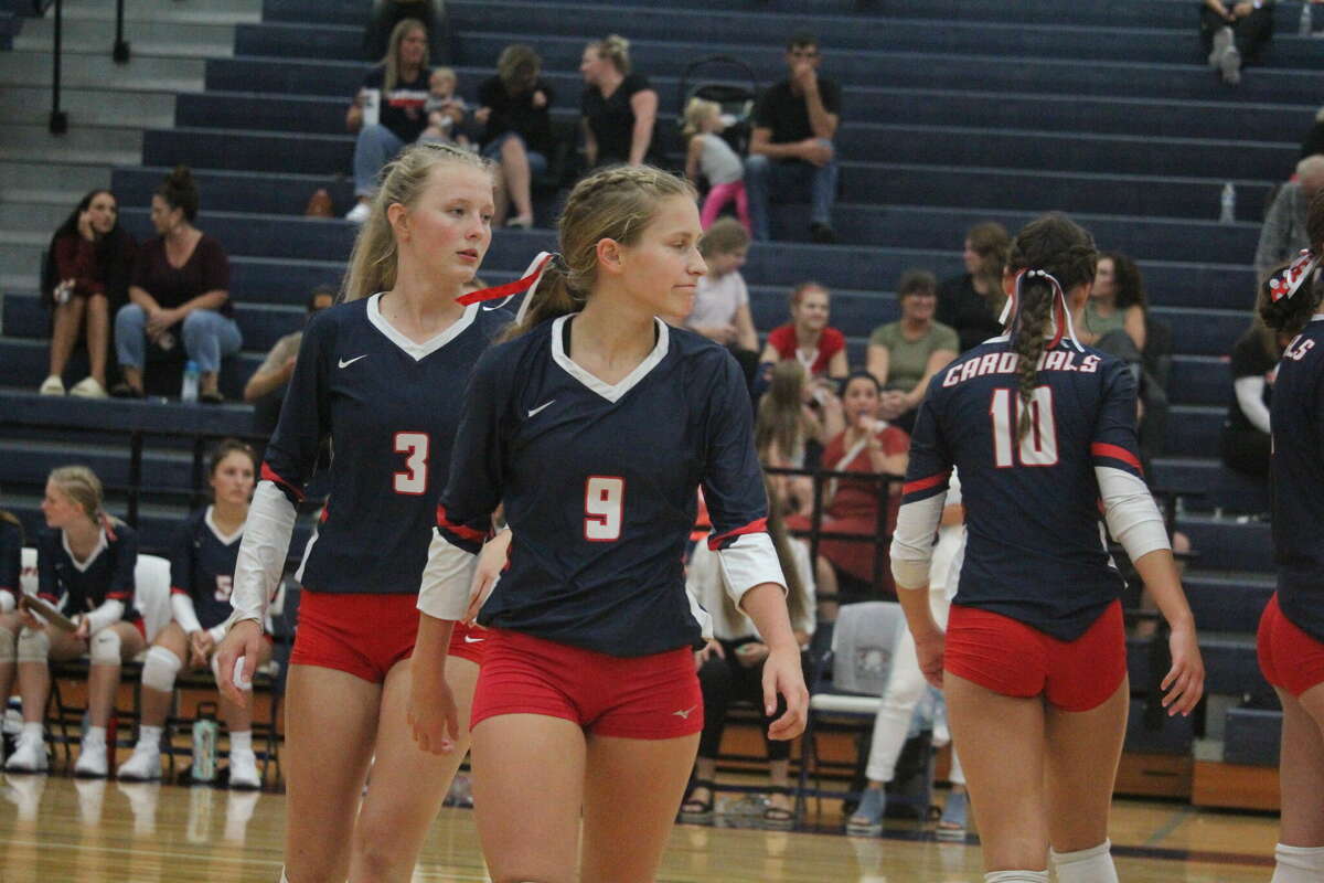 Big Rapids' Jenna Williams (3), Brenna Mossel (9) and Emily Bell (10) will be preparing with their teammates for visiting Kent City on Thursday in a battle of undefeated CSAA teams.
