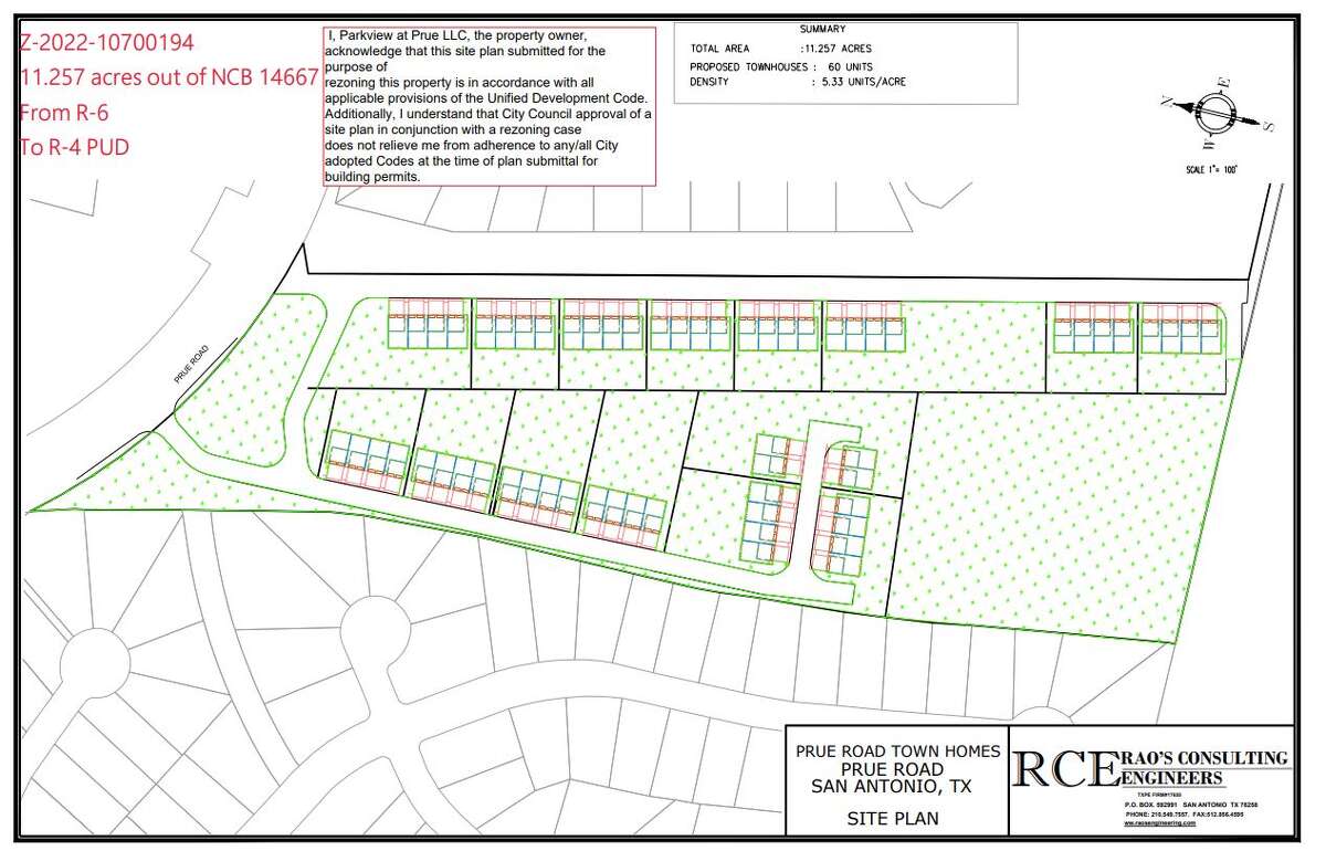 The proposed site plan for the townhomes.