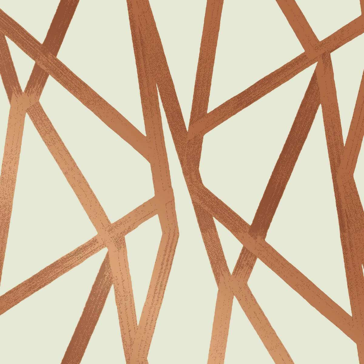 Tempaper’s peel-and-stick wallpaper in the “Intersections” pattern in Urban Bronze, $125 per double roll.
