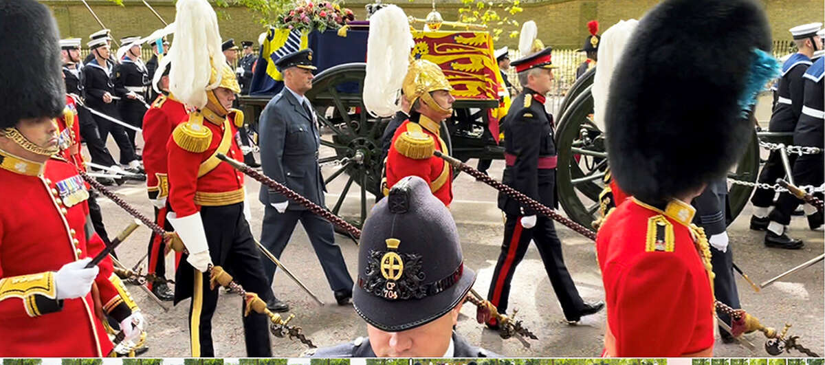 Kim Goodner of Edwardsville took this photo of the Royal Navy carrying the Queen's body for the last time during the Queen's funeral procession in London.