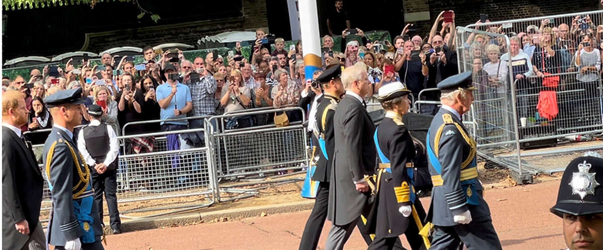 Kim Goodner of Edwardsville took this photo of the royal siblings (Charles, Anne, Andrew and Edward) during the funeral procession in London for their mother, Queen Elizabeth II.