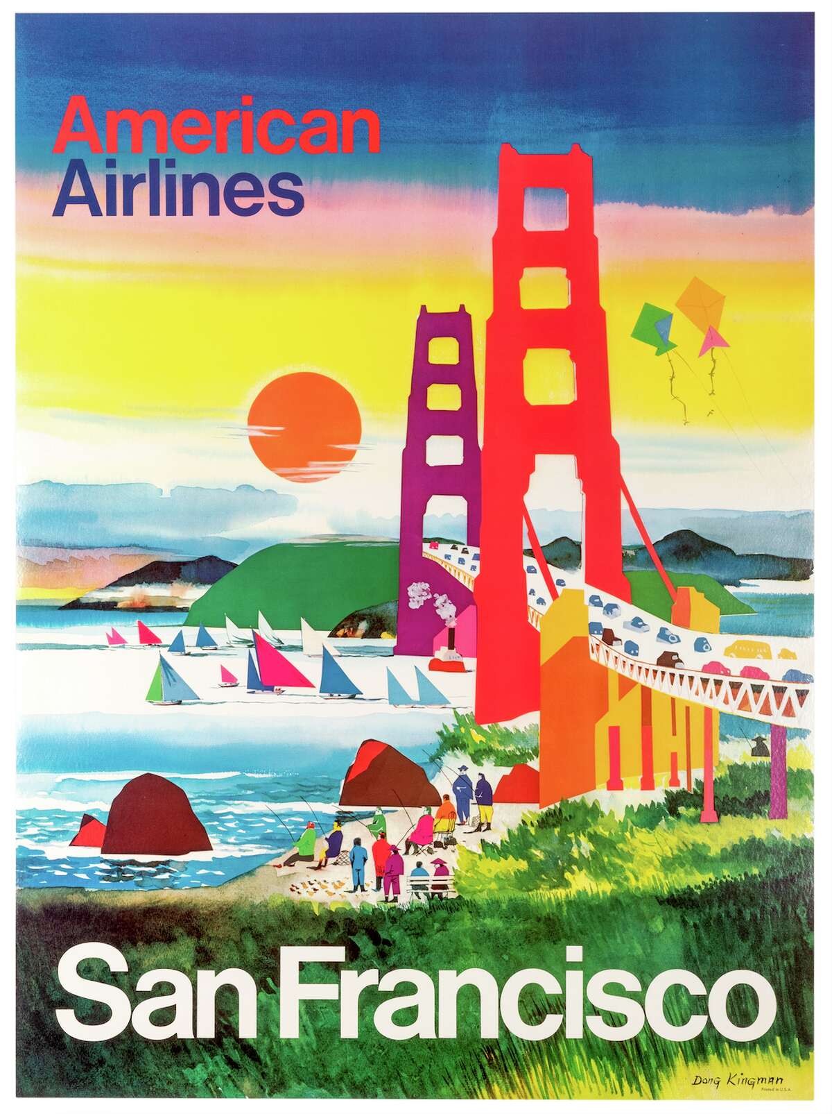 An American Airlines promotional poster designed by Dong Kingman in 1970.