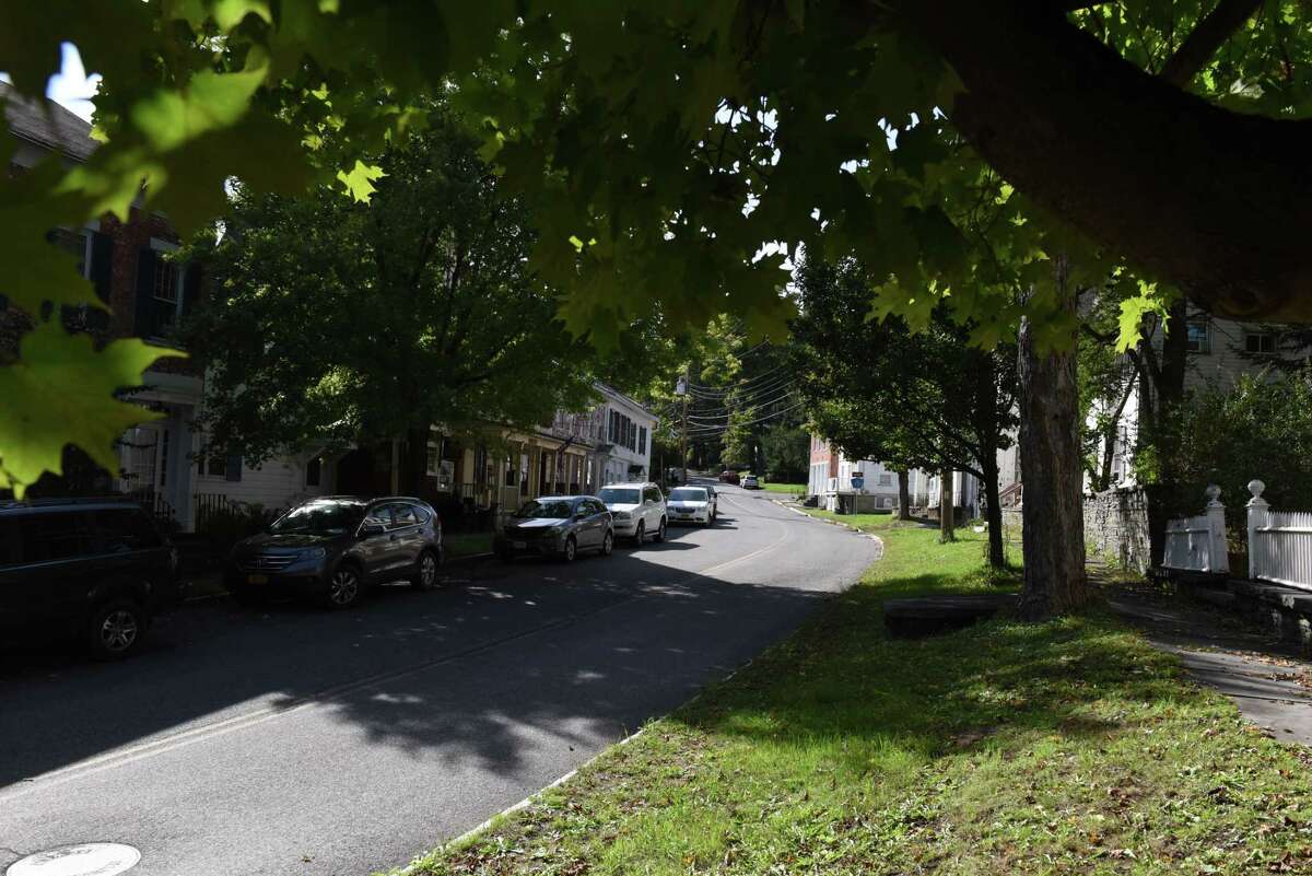 The main street through Rensselaerville on County Route 351 near Rensselaerville Library on Wednesday, Sept. 21, 2022, in Rensselaerville, N.Y.