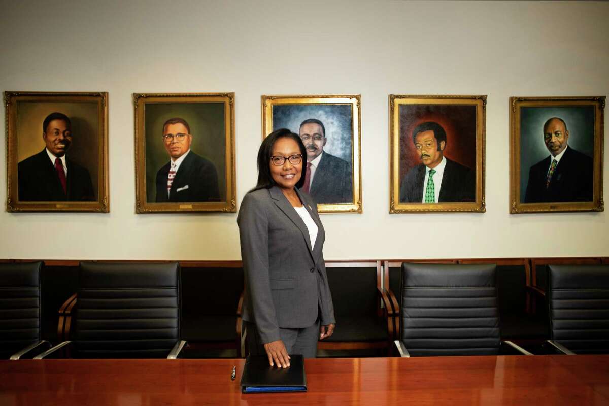 Joan R.M. Bullock, the dean of Texas Southern University's Thurgood Marshall School of Law, at the boardroom of the school on Wednesday, July 31, 2019, in Houston.