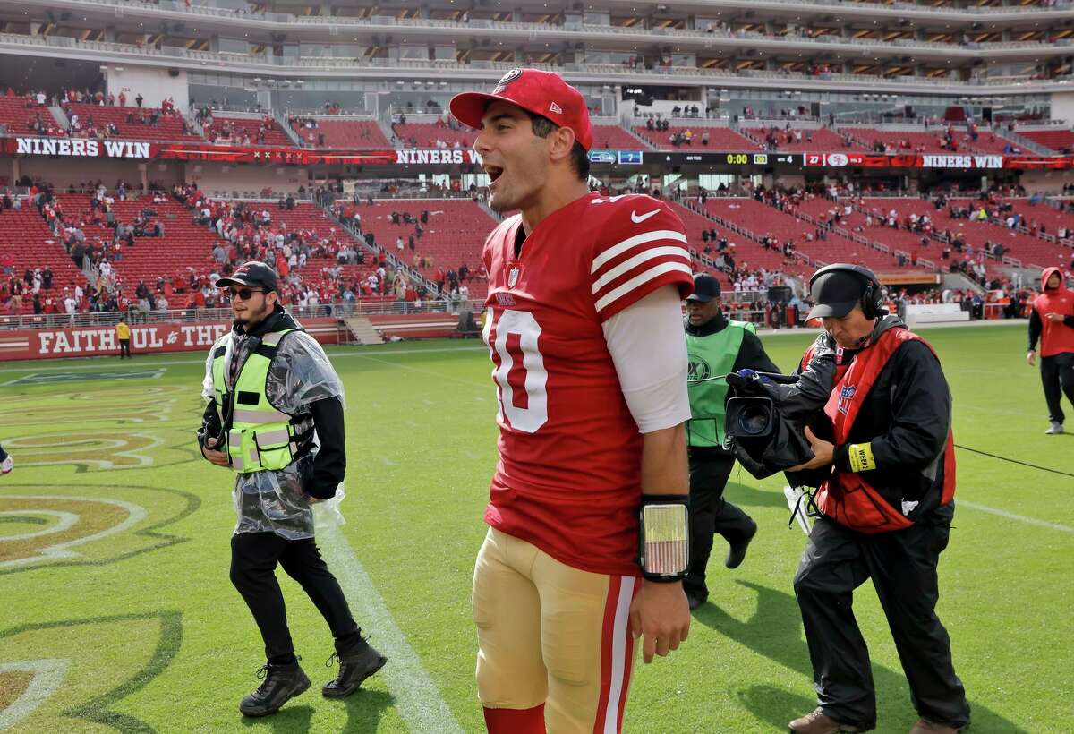 Jimmy Garoppolo is already 1-0 as San Francisco’s starting quarterback after the 49ers beat the Seahawks on Sunday.
