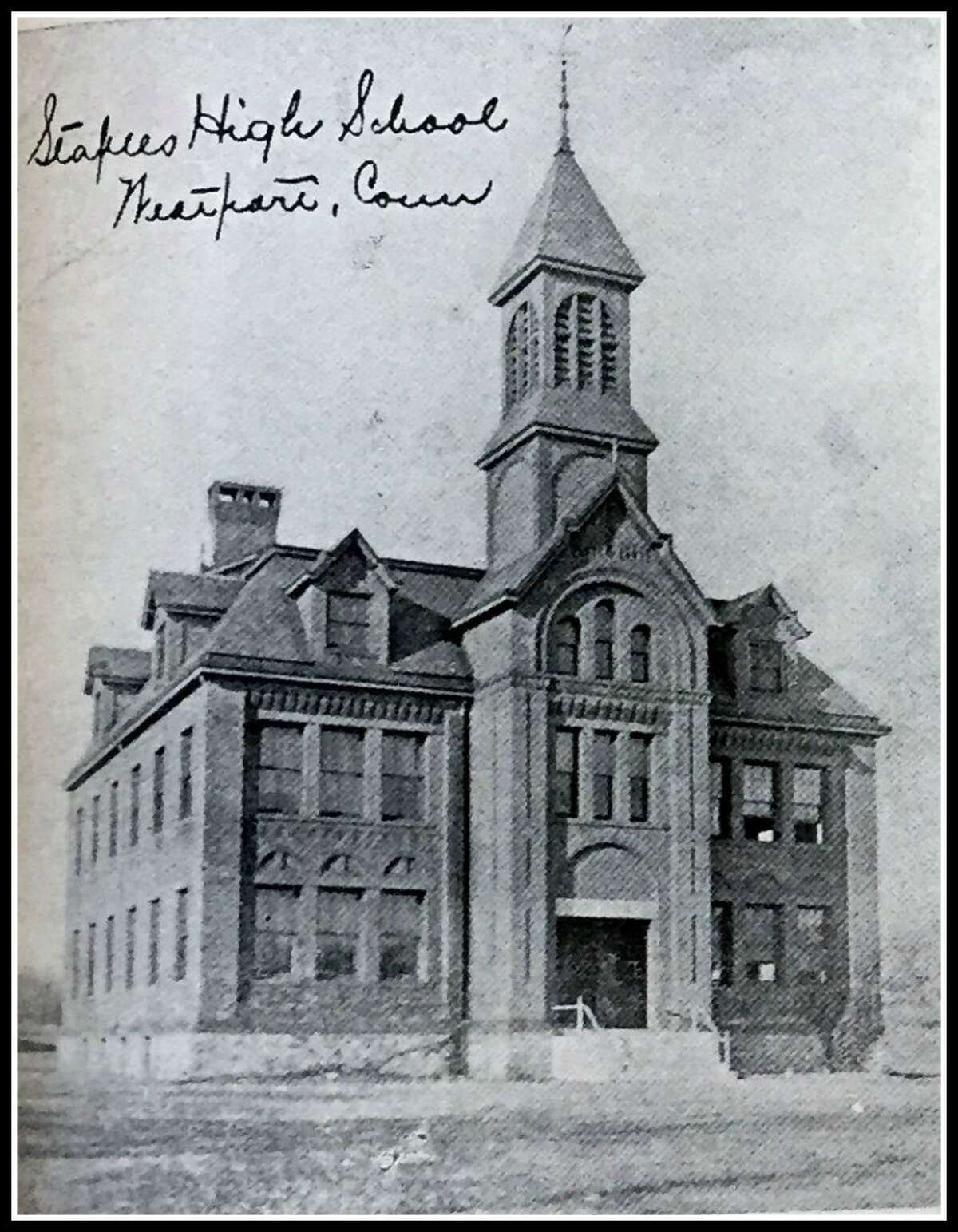 Staples High School pictured in 1914 in the Westport Herald.